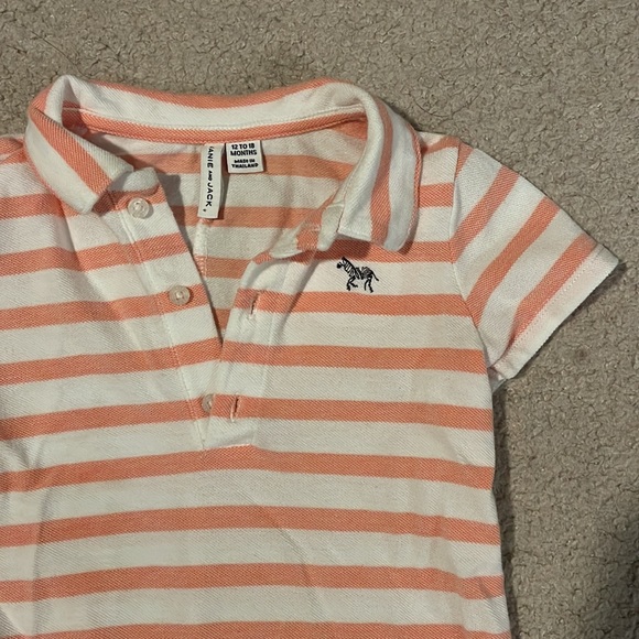 Janie and Jack Peach Striped One Piece Outfit 12-18M - Picture 2 of 7